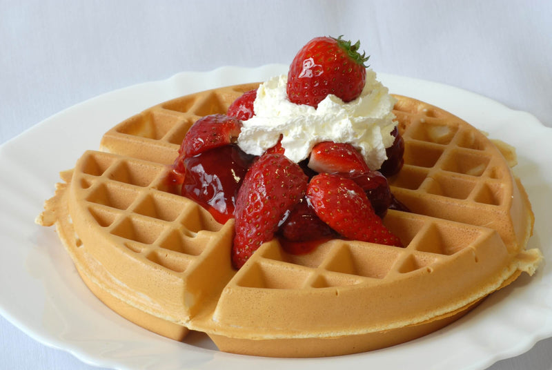 Waffles with Strawberries & Cream