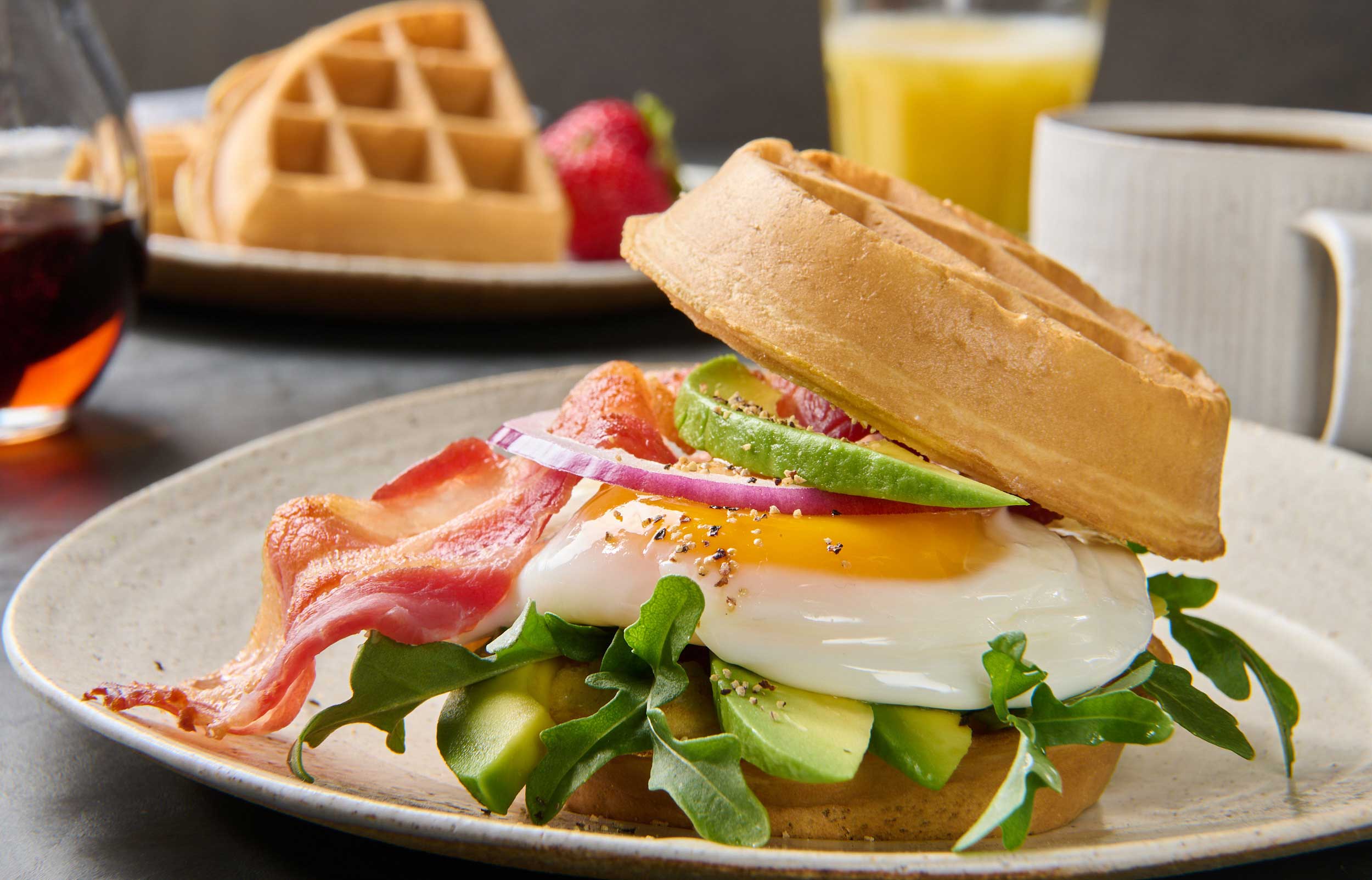 Waffle Breakfast Stack – Golden Waffles
