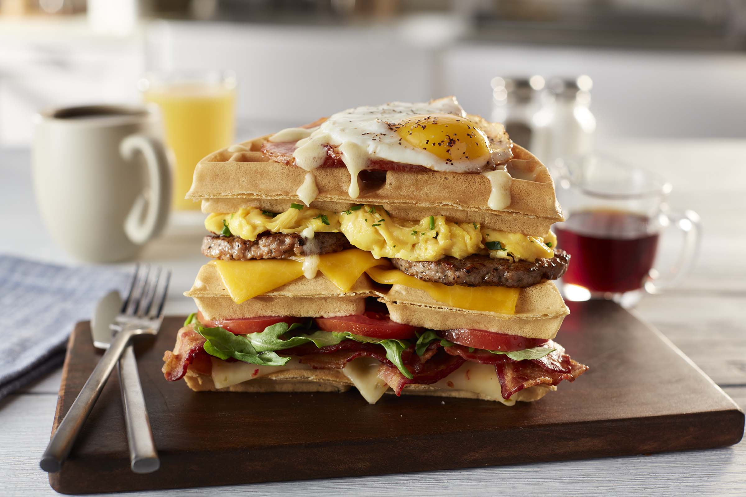 Waffle Breakfast Stack – Golden Waffles